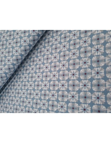 Coton fleur collection bleu gris au mètre pas cher